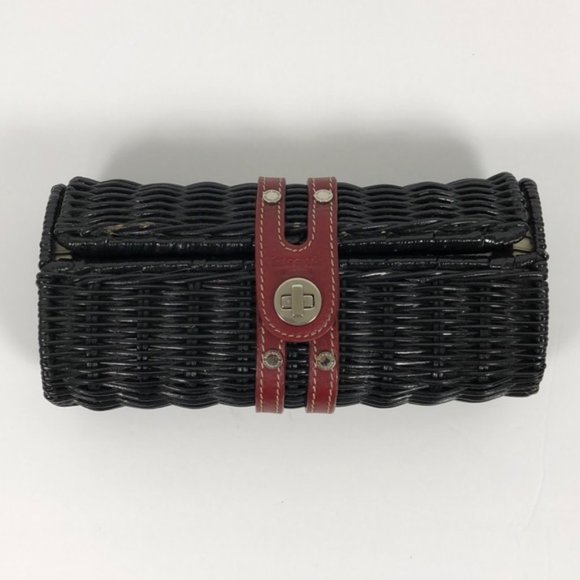 kate spade Handbags - Kate Spade Black Lacquered Wicker Baguette Clutch